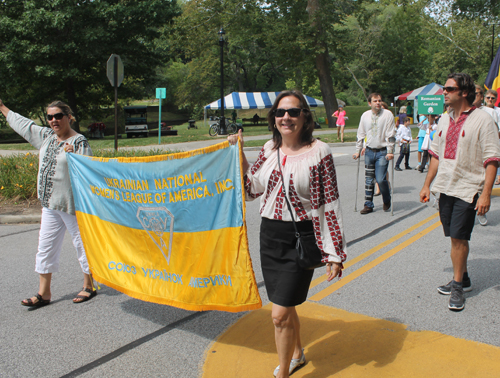 Ukrainian Cultural Garden members marching in the Parade of Flag on One World Day